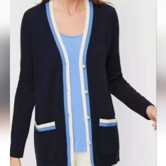 Talbots tipped cardigan sweater XLPetite cashmere blend academia grannycore - Picture 1 of 9